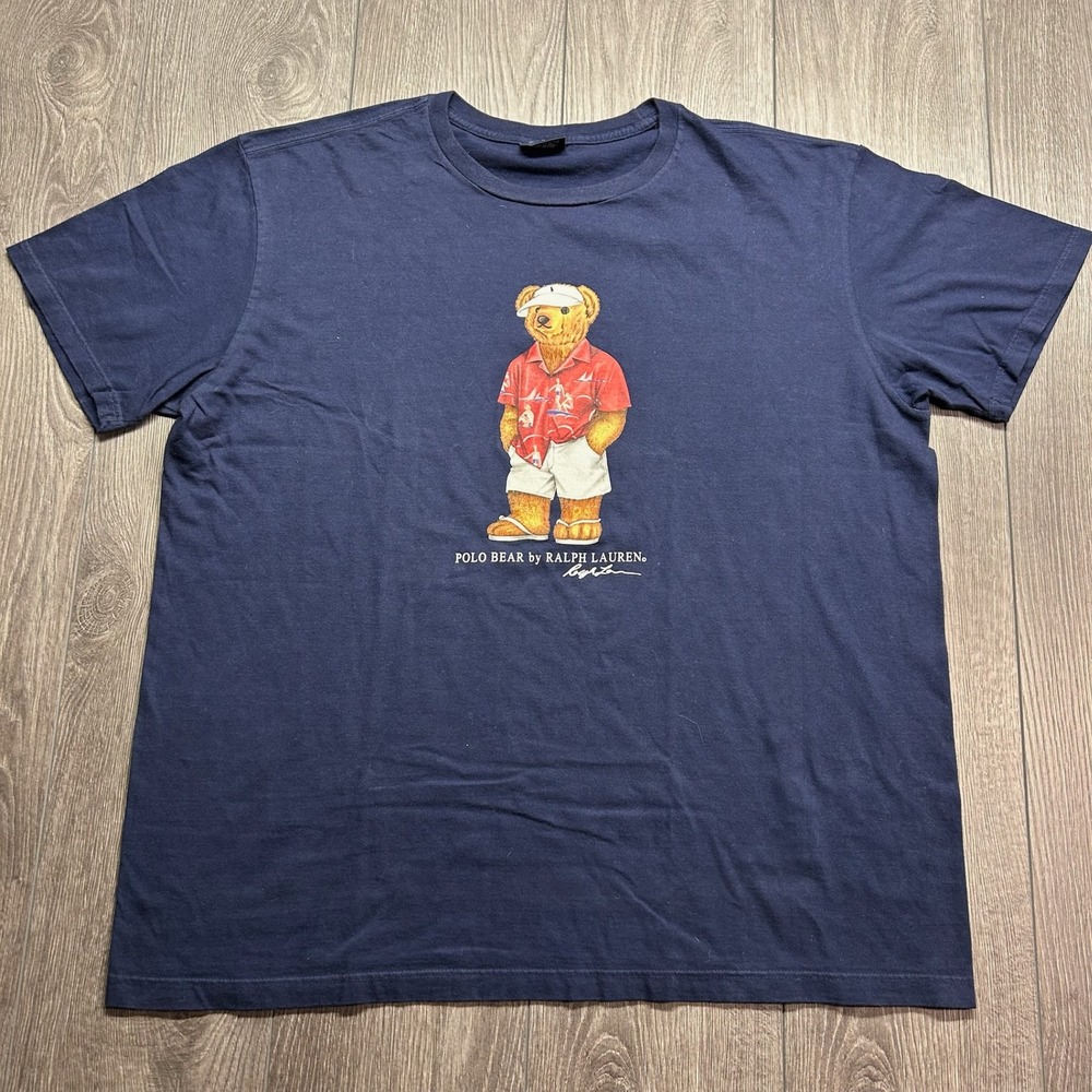 Polo Ralph Lauren Polo Bear T-Shirt Mens XL Navy Blue Short Sleeve Vintage Tee